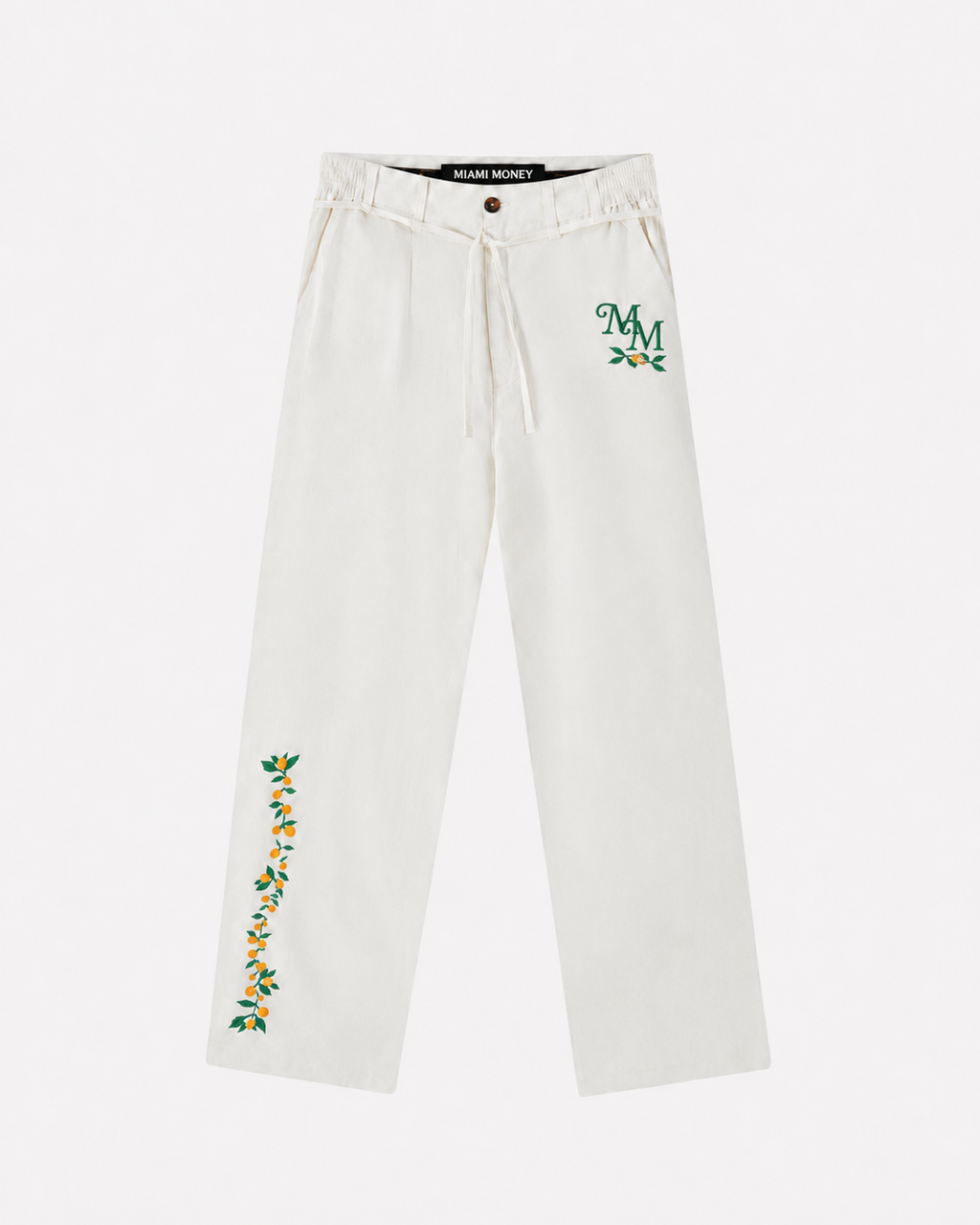 White Orange Linen Pants