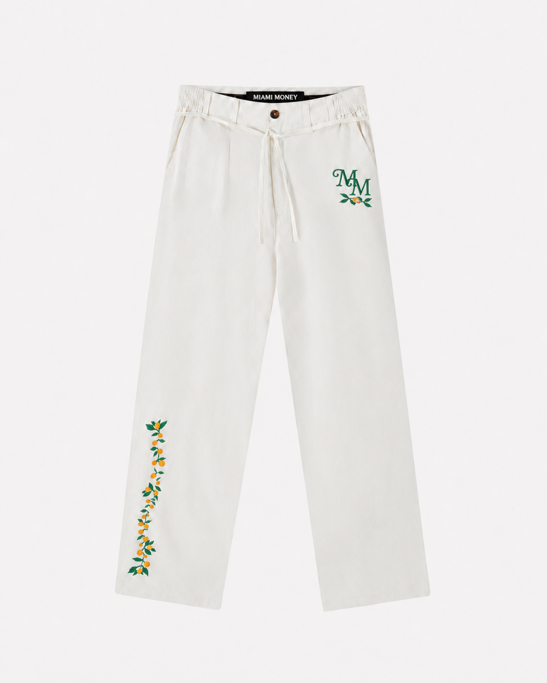 White Orange Linen Pants