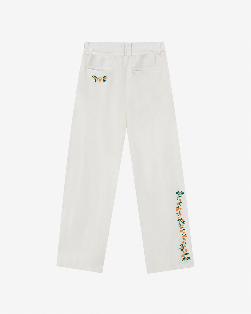 White Orange Linen Pants