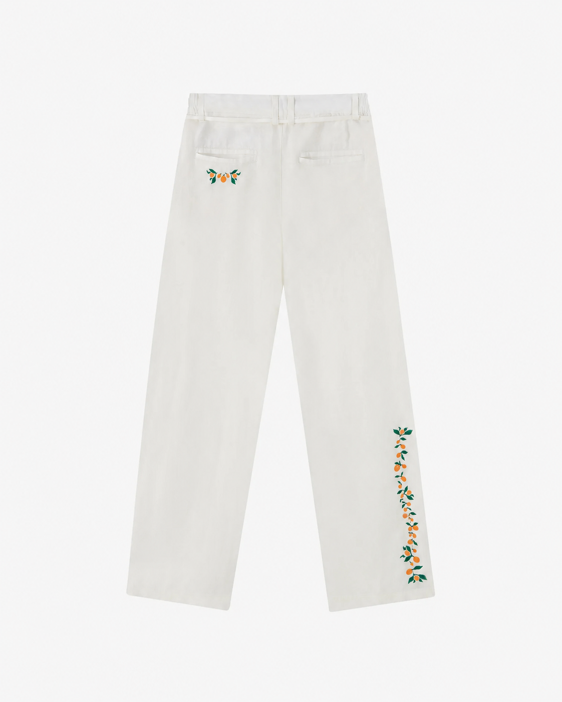 White Orange Linen Pants
